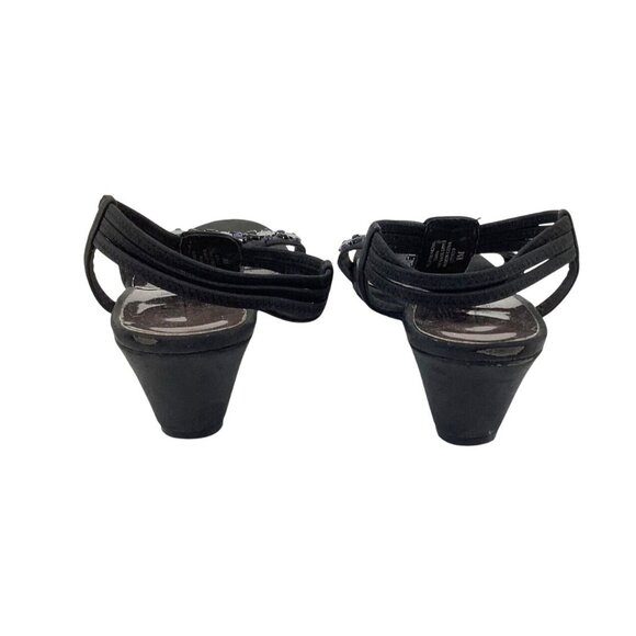 New York Transit Womens Black Rhinestone Wedge Sandals Size 8 - Picture 3 of 9